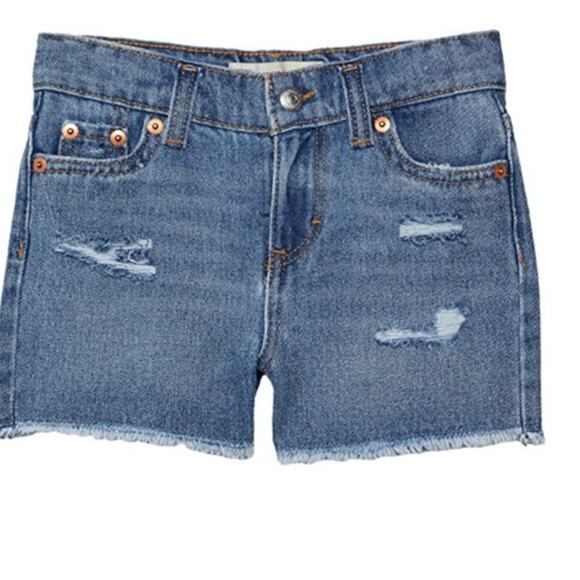 Levi's Girls' Girlfriend Fit Denim Shorty Shorts Indigo Ave Size 6X NWT - Picture 1 of 5